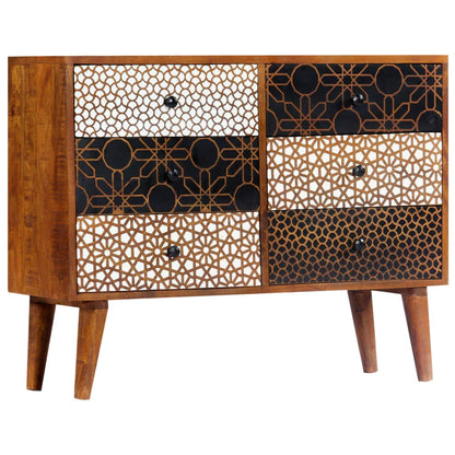 vidaXL Sideboard | Brown with printed patterns | Solid mango wood, MDF | Medium