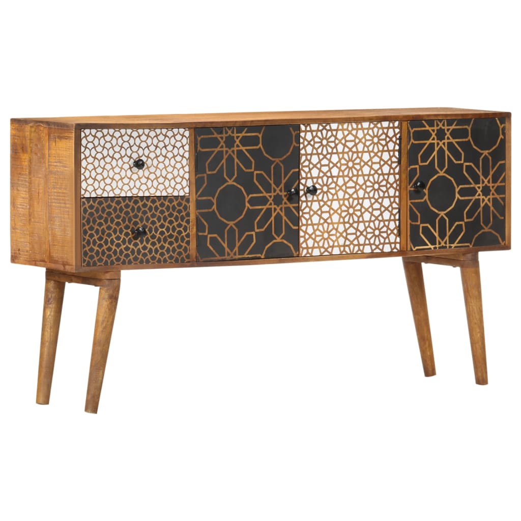 247917 vidaXL Sideboard with Printed Pattern 130x30x70 cm Solid Mango Wood