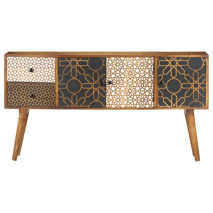247917 vidaXL Sideboard with Printed Pattern 130x30x70 cm Solid Mango Wood
