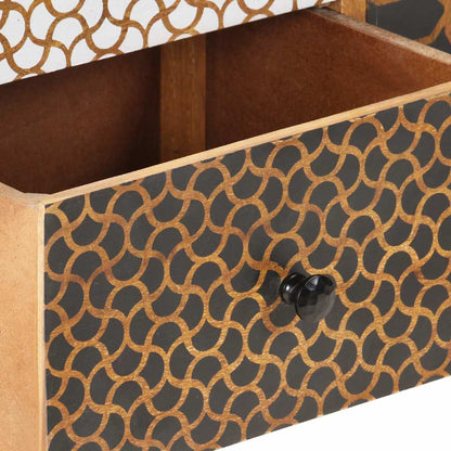 247917 vidaXL Sideboard with Printed Pattern 130x30x70 cm Solid Mango Wood