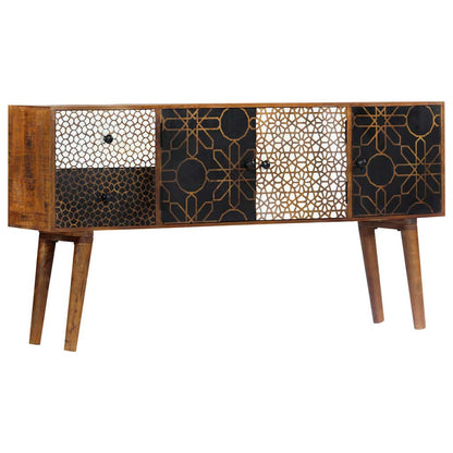247917 vidaXL Sideboard with Printed Pattern 130x30x70 cm Solid Mango Wood