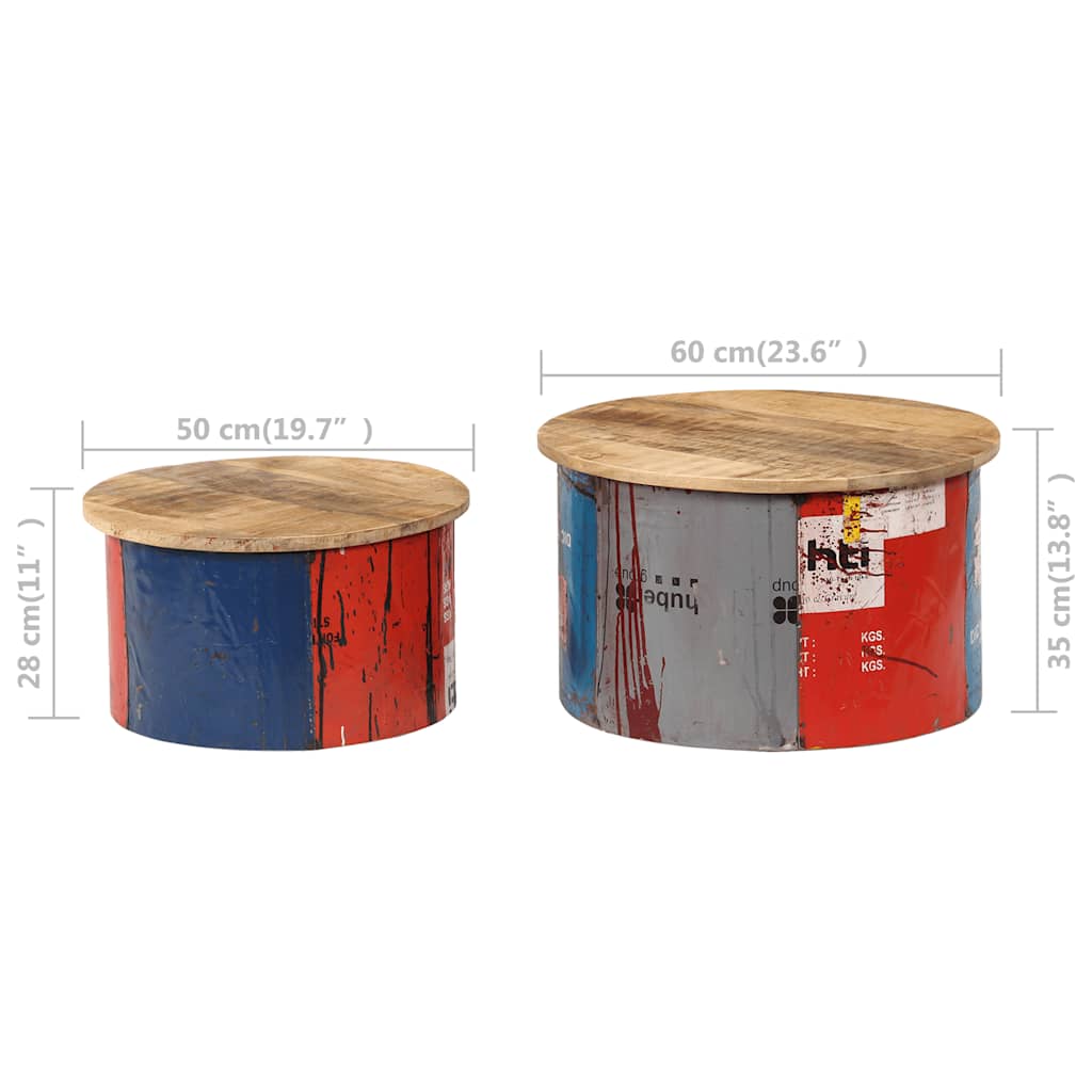 247576 vidaXL Coffee Tables 2 pcs Solid Mango Wood