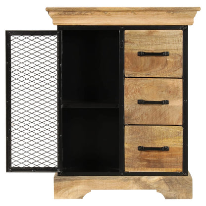 vidaXL Sideboard | Brown and Black | Solid Mango Wood and Powder-Coated Iron