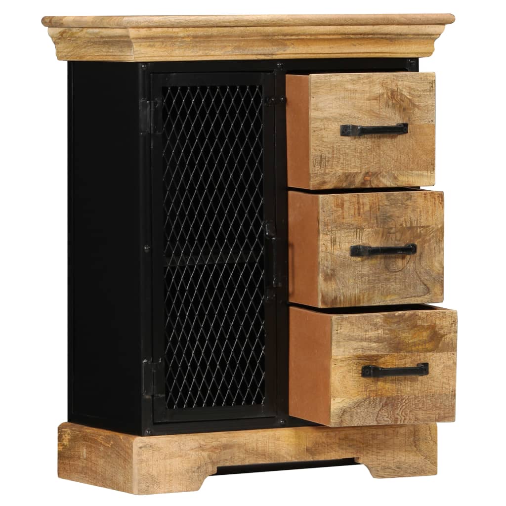 vidaXL Sideboard | Brown and Black | Solid Mango Wood and Powder-Coated Iron