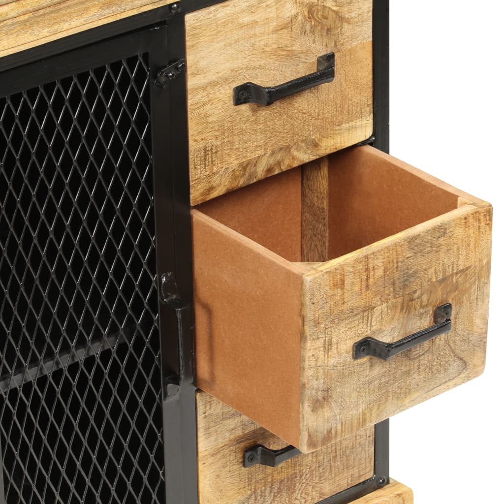 vidaXL Sideboard | Brown and Black | Solid Mango Wood and Powder-Coated Iron