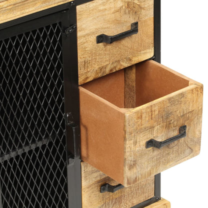vidaXL Sideboard | Brown and Black | Solid Mango Wood and Powder-Coated Iron
