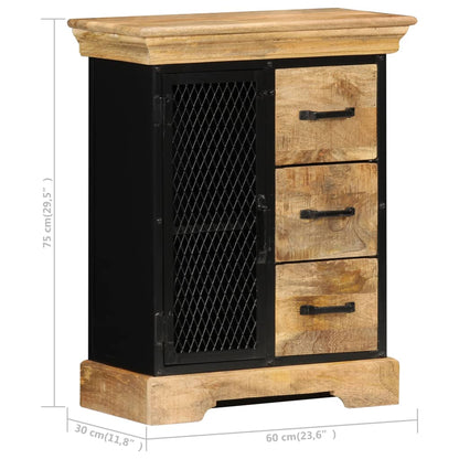 vidaXL Sideboard | Brown and Black | Solid Mango Wood and Powder-Coated Iron