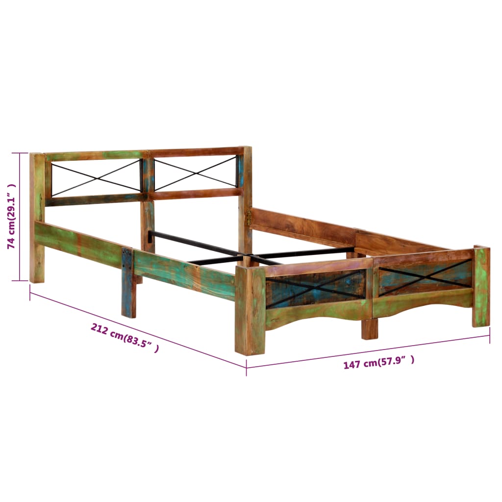 vidaXL Bed Frame without Mattress Solid Reclaimed Wood 140x200 cm
