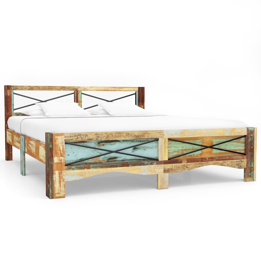 vidaXL Bed Frame | Mixed colours due to reclaimed wood | Solid Reclaimed Wood