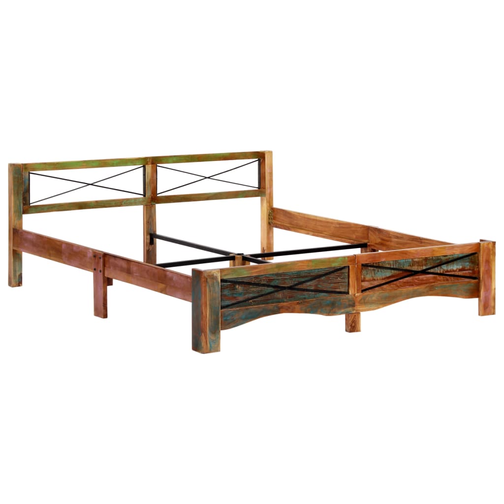 vidaXL Bed Frame | Mixed colours due to reclaimed wood | Solid Reclaimed Wood