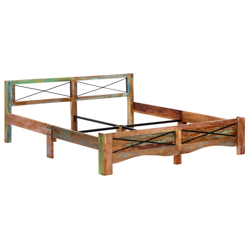 vidaXL Bed Frame | Mixed colours due to reclaimed wood | Solid Reclaimed Wood