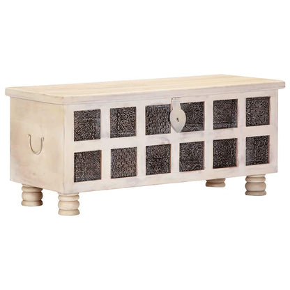 247670 vidaXL Storage Box White 110x40x45 cm Solid Acacia Wood