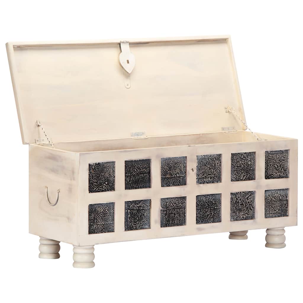 247670 vidaXL Storage Box White 110x40x45 cm Solid Acacia Wood