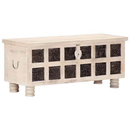 247670 vidaXL Storage Box White 110x40x45 cm Solid Acacia Wood