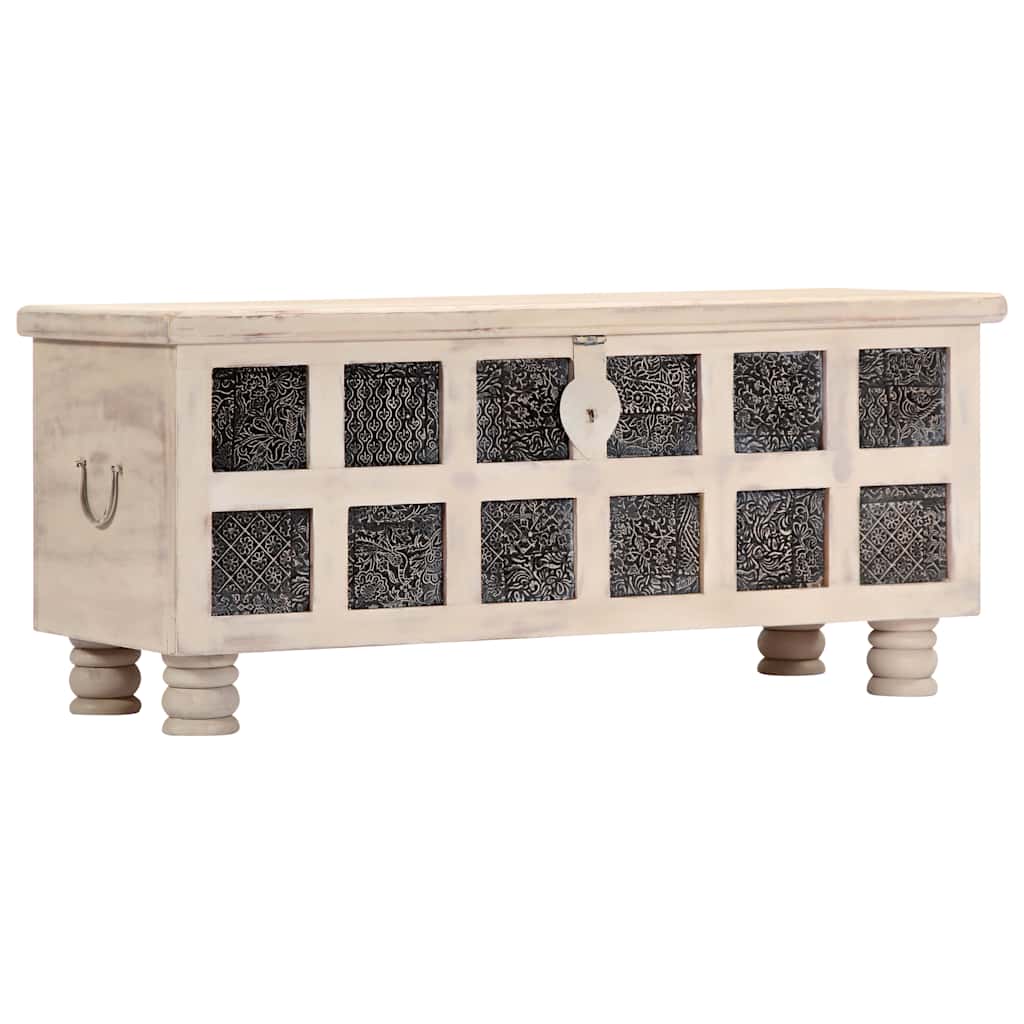 247670 vidaXL Storage Box White 110x40x45 cm Solid Acacia Wood