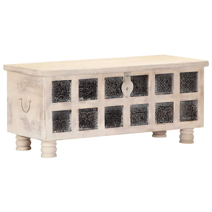 247670 vidaXL Storage Box White 110x40x45 cm Solid Acacia Wood