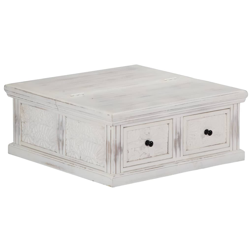 vidaXL Coffee Table White 70x70x30 cm Solid Mango Wood