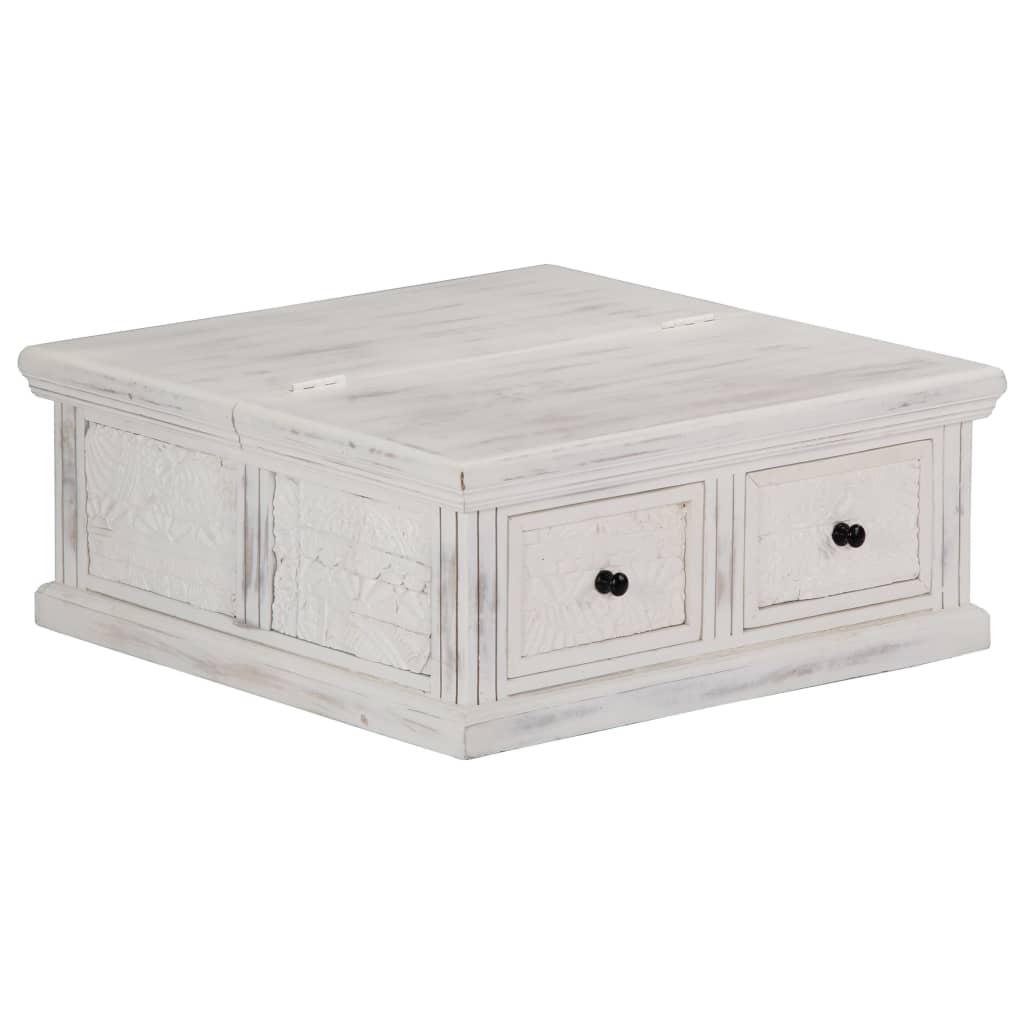 vidaXL Coffee Table White 70x70x30 cm Solid Mango Wood