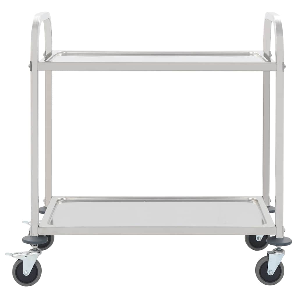 50912 vidaXL 2-Tier Kitchen Trolley 96,5x55x90 cm Stainless Steel