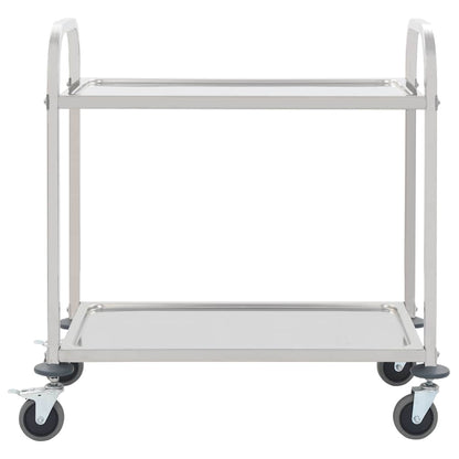50912 vidaXL 2-Tier Kitchen Trolley 96,5x55x90 cm Stainless Steel
