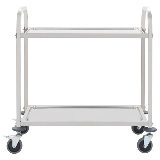 50912 vidaXL 2-Tier Kitchen Trolley 96,5x55x90 cm Stainless Steel