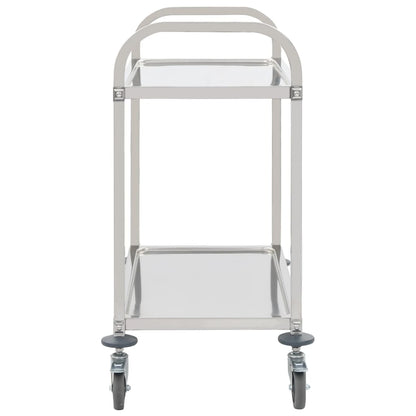 vidaXL 2-Tier Kitchen Trolley 96.5x55x90 cm Stainless Steel
