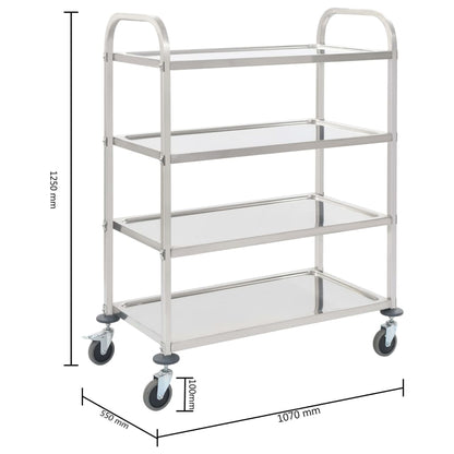 vidaXL 4-Tier Kitchen Trolley 107x55x125 cm Stainless Steel