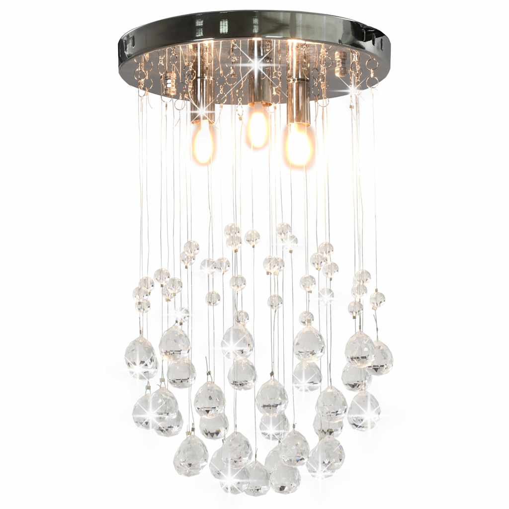 281575 vidaXL Ceiling Lamp with Crystal Beads Silver Sphere 3 x G9 Bulbs