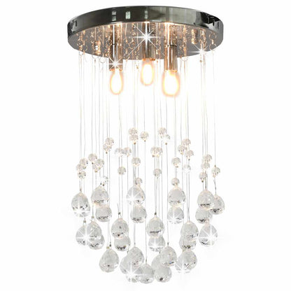281575 vidaXL Ceiling Lamp with Crystal Beads Silver Sphere 3 x G9 Bulbs