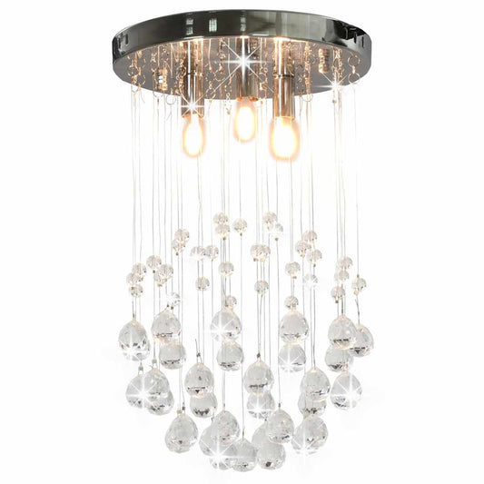 281575 vidaXL Ceiling Lamp with Crystal Beads Silver Sphere 3 x G9 Bulbs