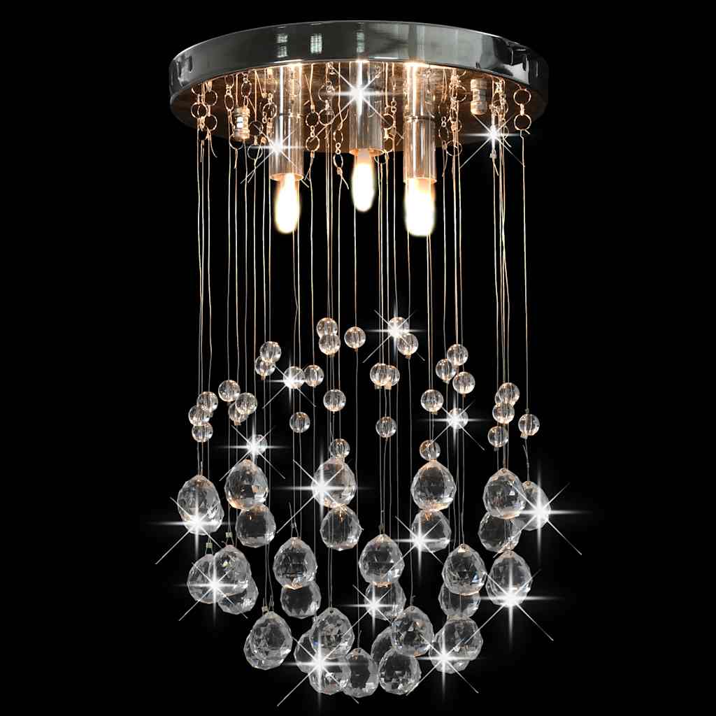 281575 vidaXL Ceiling Lamp with Crystal Beads Silver Sphere 3 x G9 Bulbs