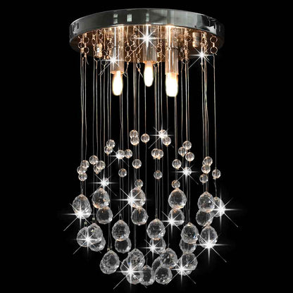 281575 vidaXL Ceiling Lamp with Crystal Beads Silver Sphere 3 x G9 Bulbs