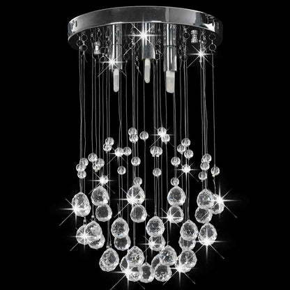 281575 vidaXL Ceiling Lamp with Crystal Beads Silver Sphere 3 x G9 Bulbs