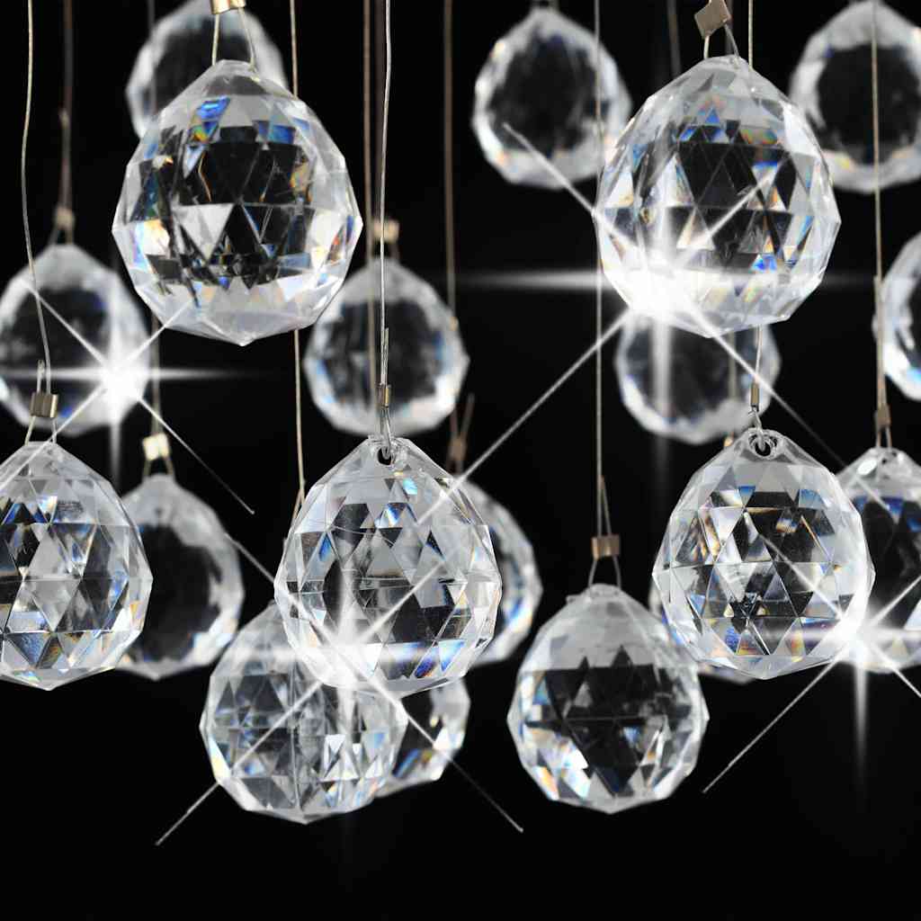 281575 vidaXL Ceiling Lamp with Crystal Beads Silver Sphere 3 x G9 Bulbs