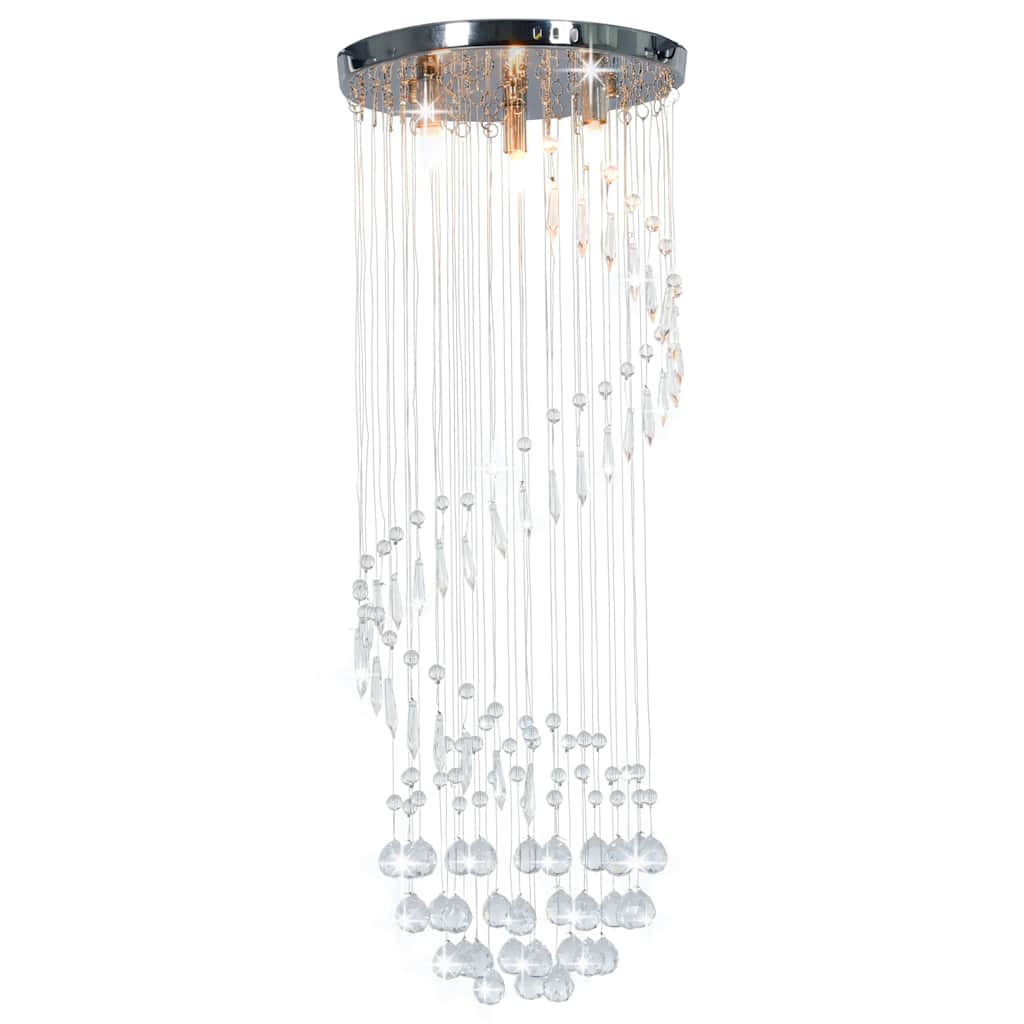 281577 vidaXL Ceiling Lamp with Crystal Beads Silver Spiral G9