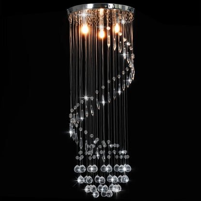 vidaXL Ceiling Lamp with Crystal Beads Silver Spiral G9