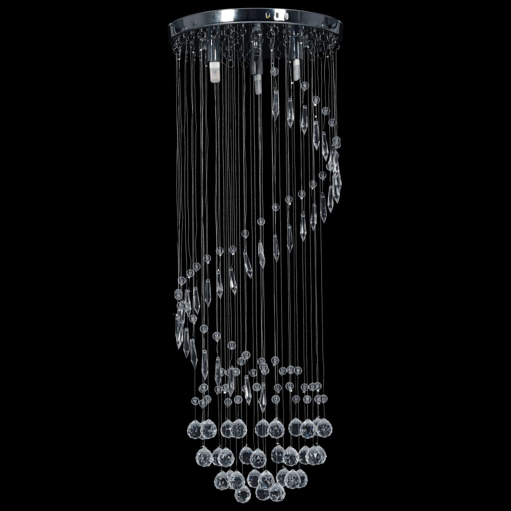vidaXL Ceiling Lamp with Crystal Beads Silver Spiral G9