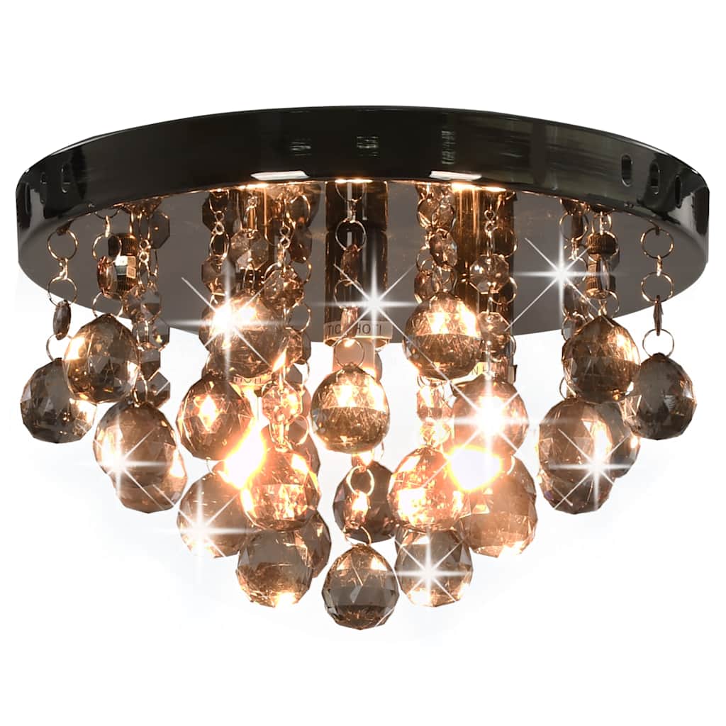 281581 vidaXL Ceiling Lamp with Smoky Beads Black Round G9