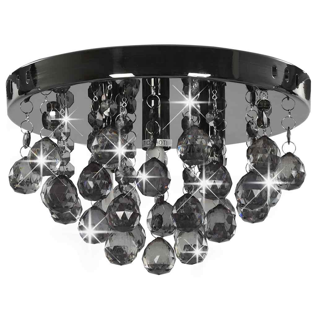 281581 vidaXL Ceiling Lamp with Smoky Beads Black Round G9