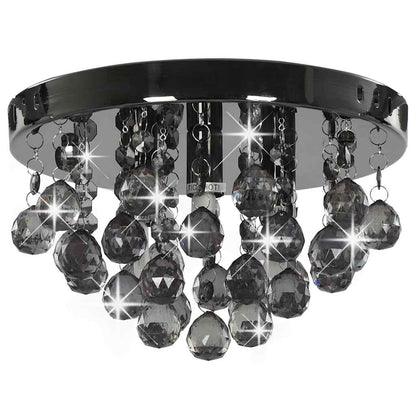 281581 vidaXL Ceiling Lamp with Smoky Beads Black Round G9