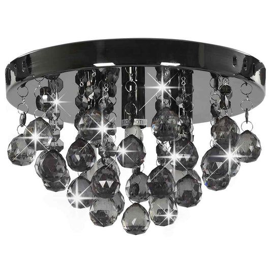 281581 vidaXL Ceiling Lamp with Smoky Beads Black Round G9
