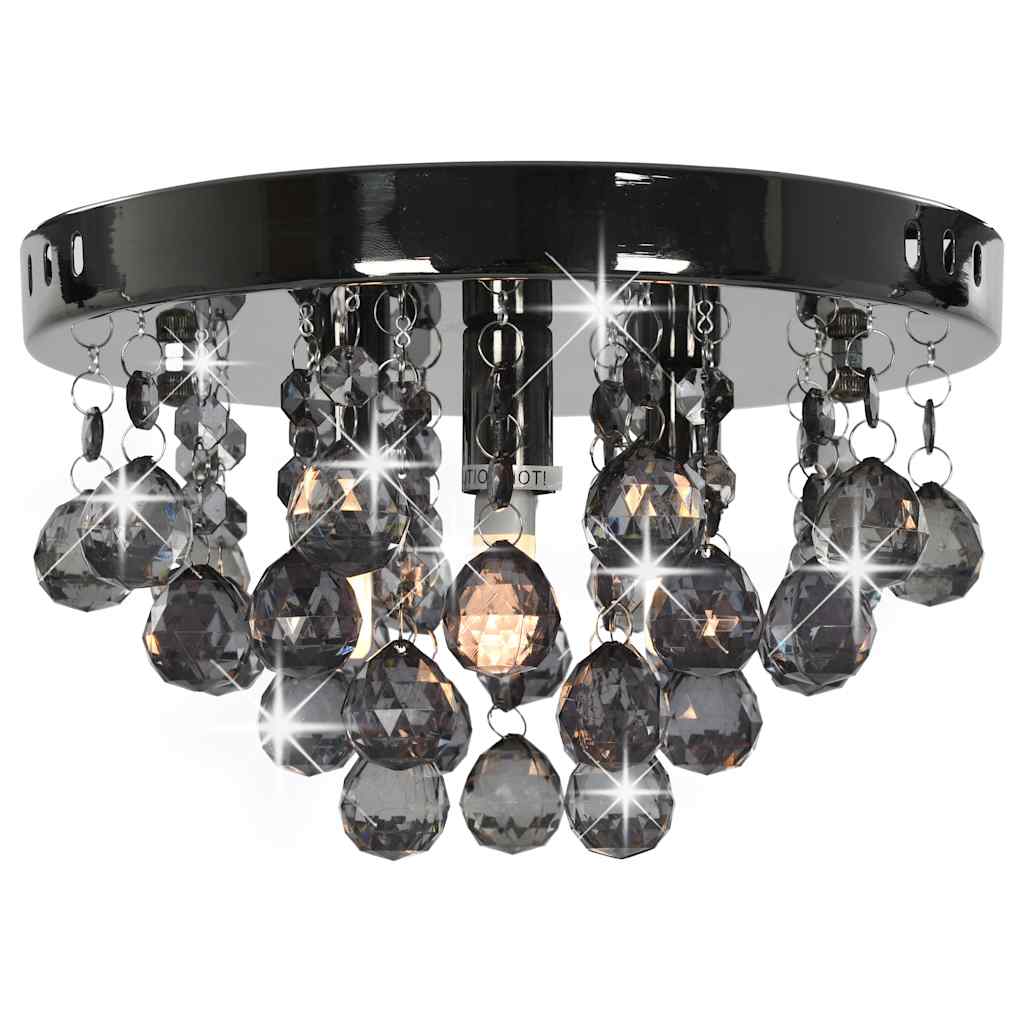 281581 vidaXL Ceiling Lamp with Smoky Beads Black Round G9