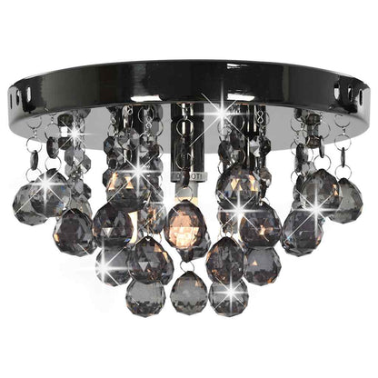 281581 vidaXL Ceiling Lamp with Smoky Beads Black Round G9