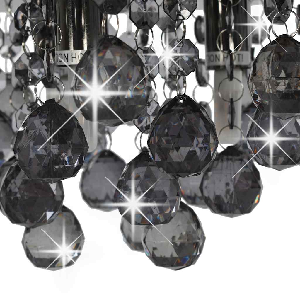 281581 vidaXL Ceiling Lamp with Smoky Beads Black Round G9