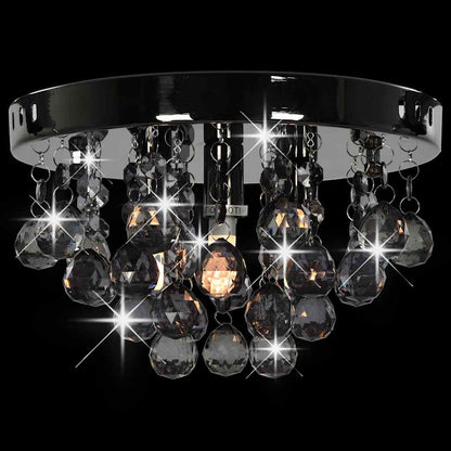 281581 vidaXL Ceiling Lamp with Smoky Beads Black Round G9