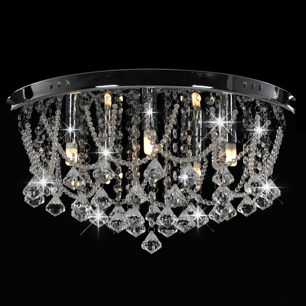 vidaXL Ceiling Lamp | Silver, Transparent | Metal, Acrylic | Medium