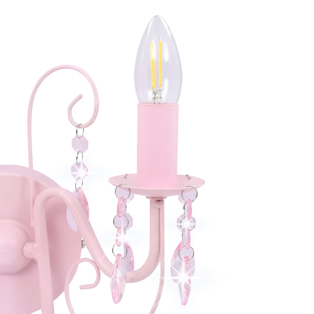 vidaXL Wall Lamp with Beads Pink 2 x E14 Bulbs
