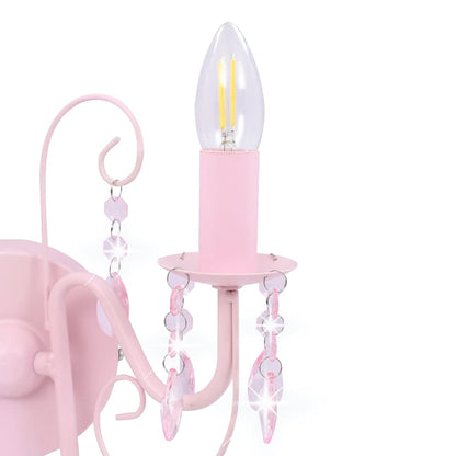 vidaXL Wall Lamp with Beads Pink 2 x E14 Bulbs