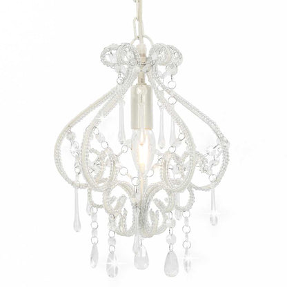 vidaXL Ceiling Lamp with Beads White Round E14