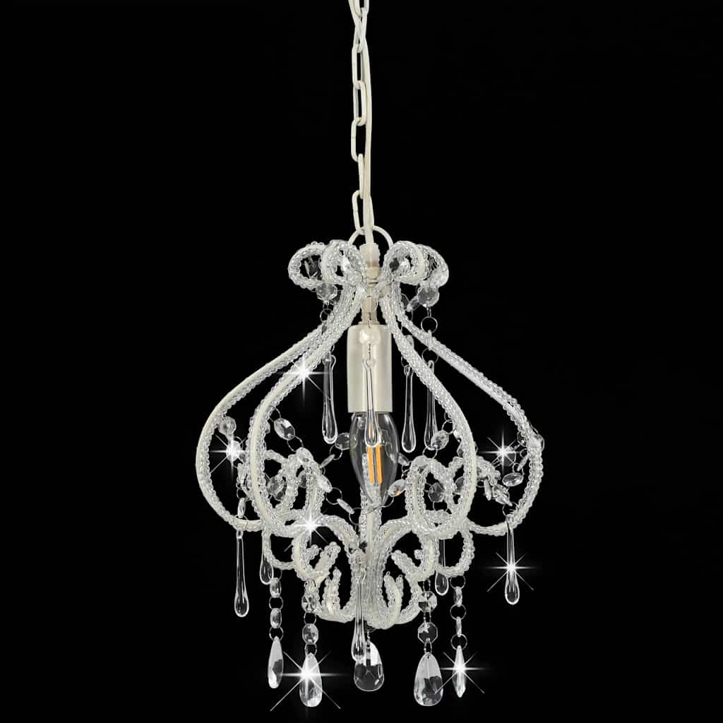 vidaXL Ceiling Lamp with Beads White Round E14